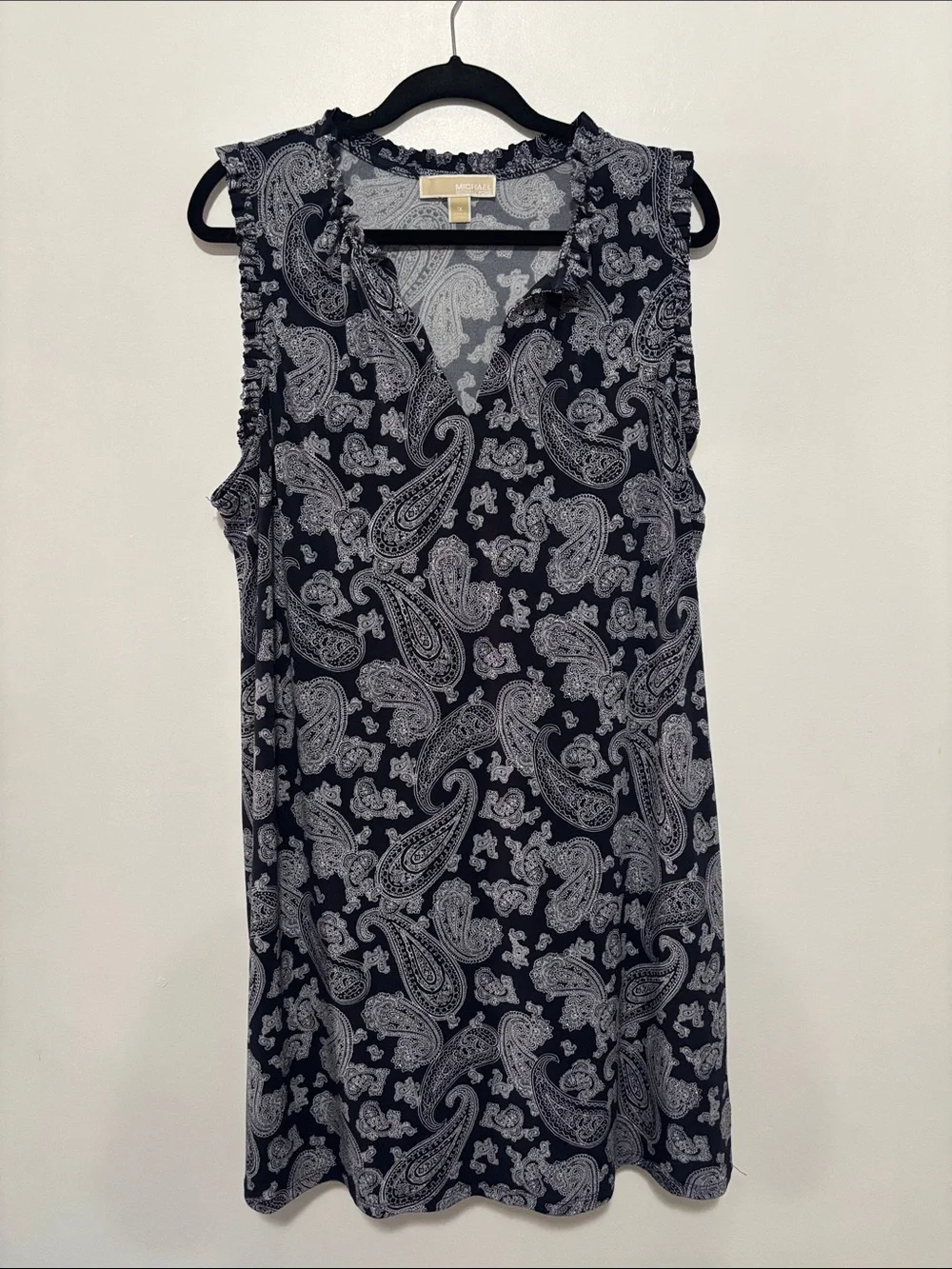 MICHAEL Michael Kors Navy Paisley Ruffle Sleeve Shift Dress Size 1X Plus
